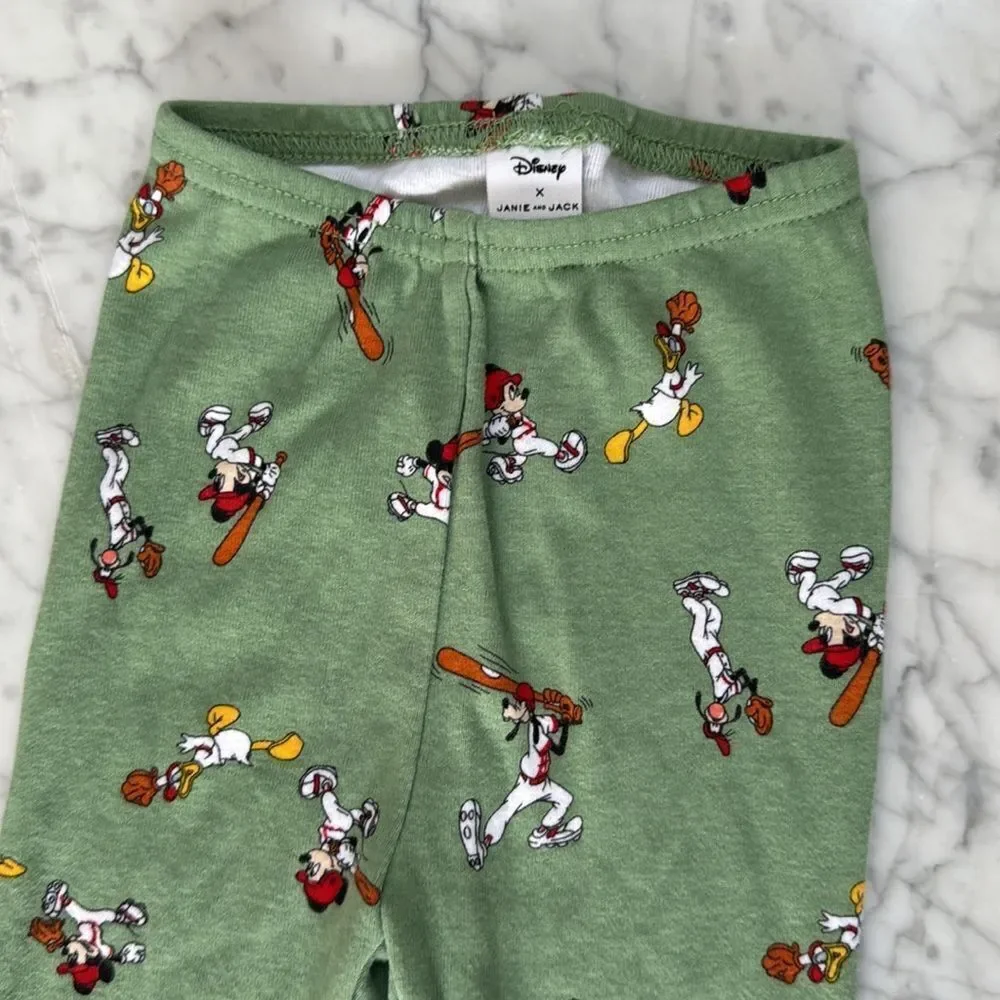 Janie and Jack Disney Mickey Mouse Baseball Pajama Set NWOT Sz 12/18 Mo
